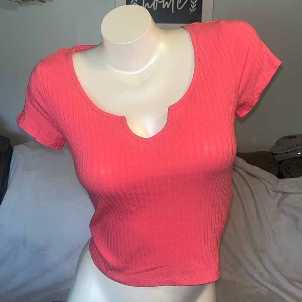 Pink notched crop top - Full circle trends